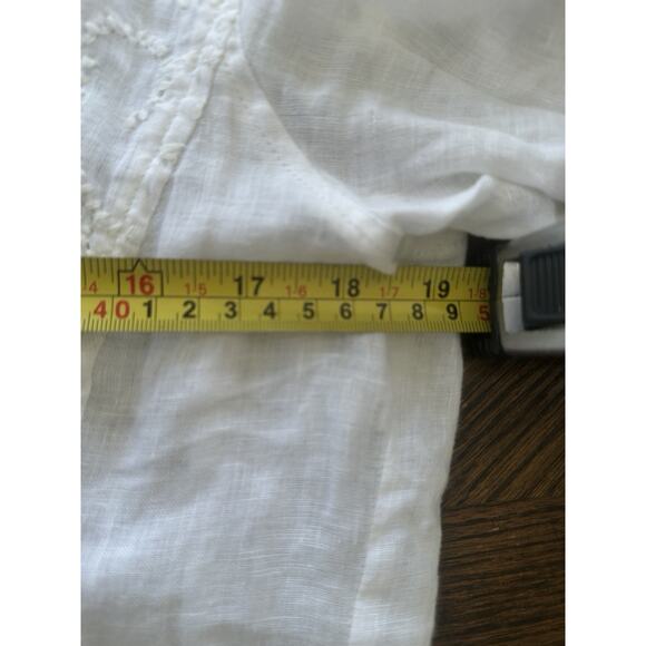 Chico’s White Linen Embroidered Button-Down Blouse Women’s 2 Boho Cottage Top - Picture 8 of 10